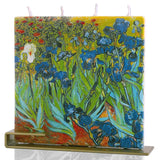Flatyz Vincent van Gogh Irises Art Candle with Metal Stand | Handcrafted Decorative Candle