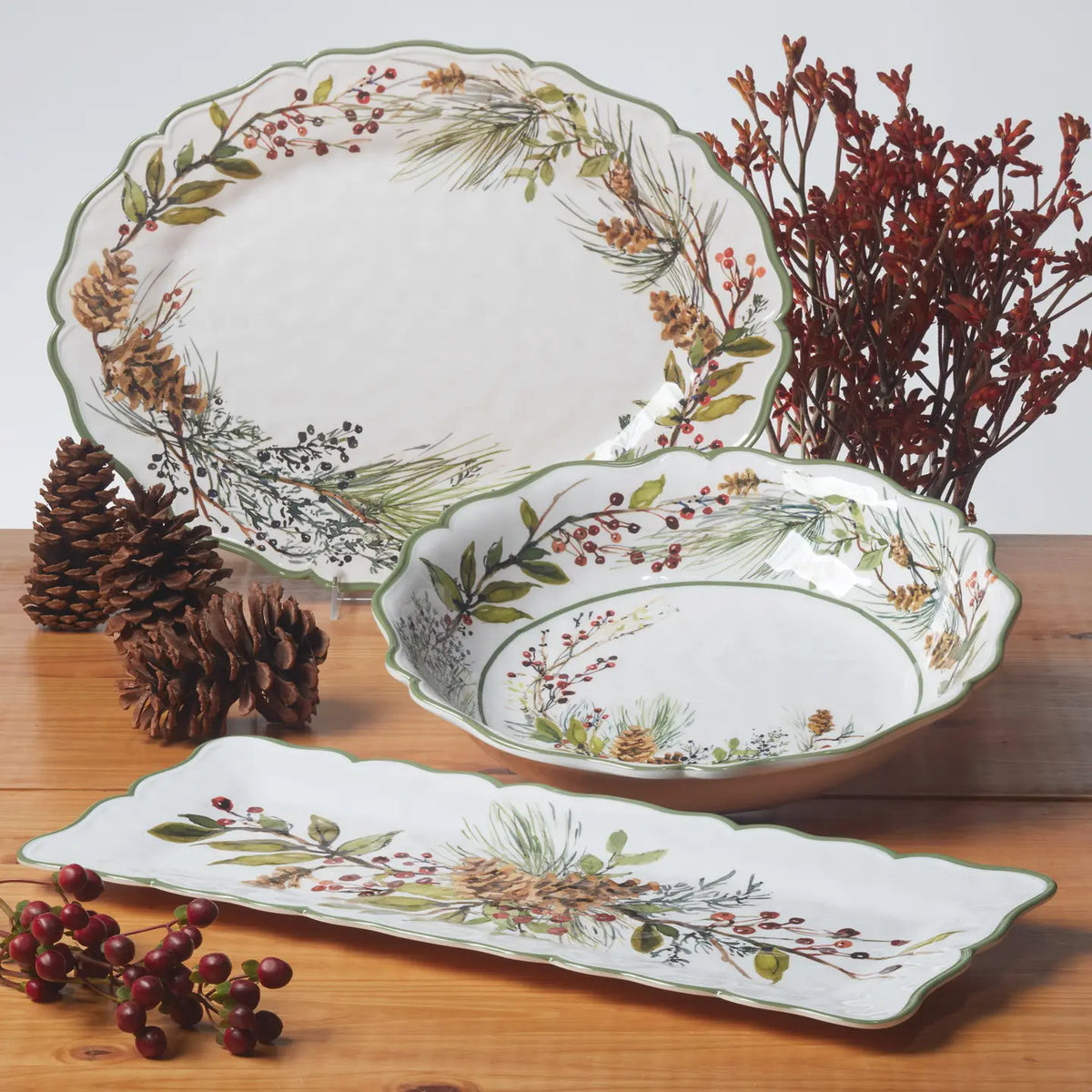 Winter Forest Christmas Large Melamine Serving Bowl