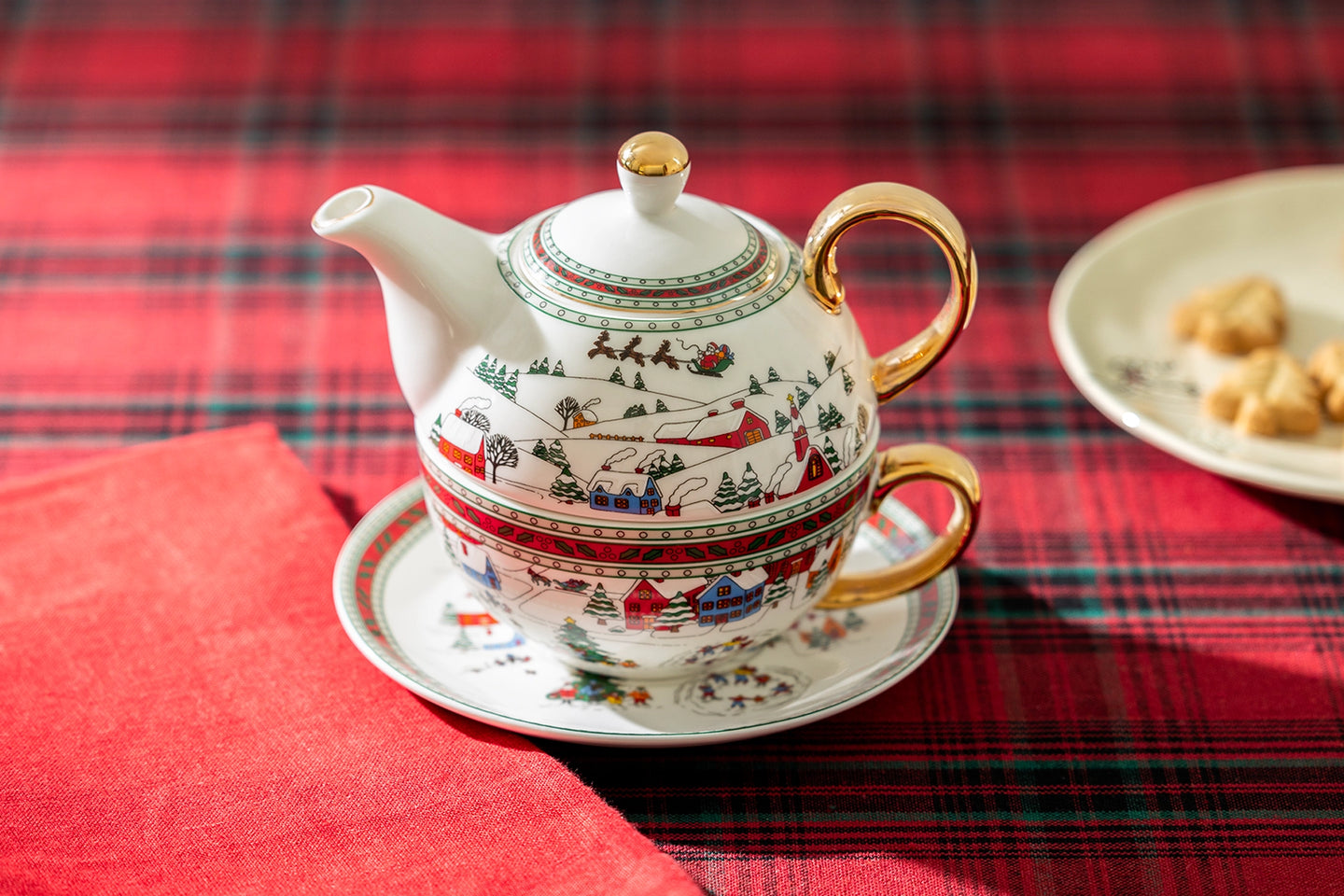Holiday Winter Wonderland Tea-for-One Porcelain Set