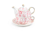 Christmas Pink Bow Fine Porcelain Tea-for-One Set