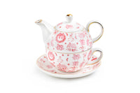 Christmas Pink Bow Fine Porcelain Tea-for-One Set