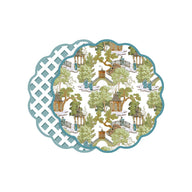 Beatriz Ball VIDA Blue & Green Pagoda Reversible Scalloped Placemats | Set of 4