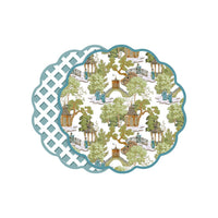 Beatriz Ball VIDA Blue & Green Pagoda Reversible Scalloped Placemats | Set of 4
