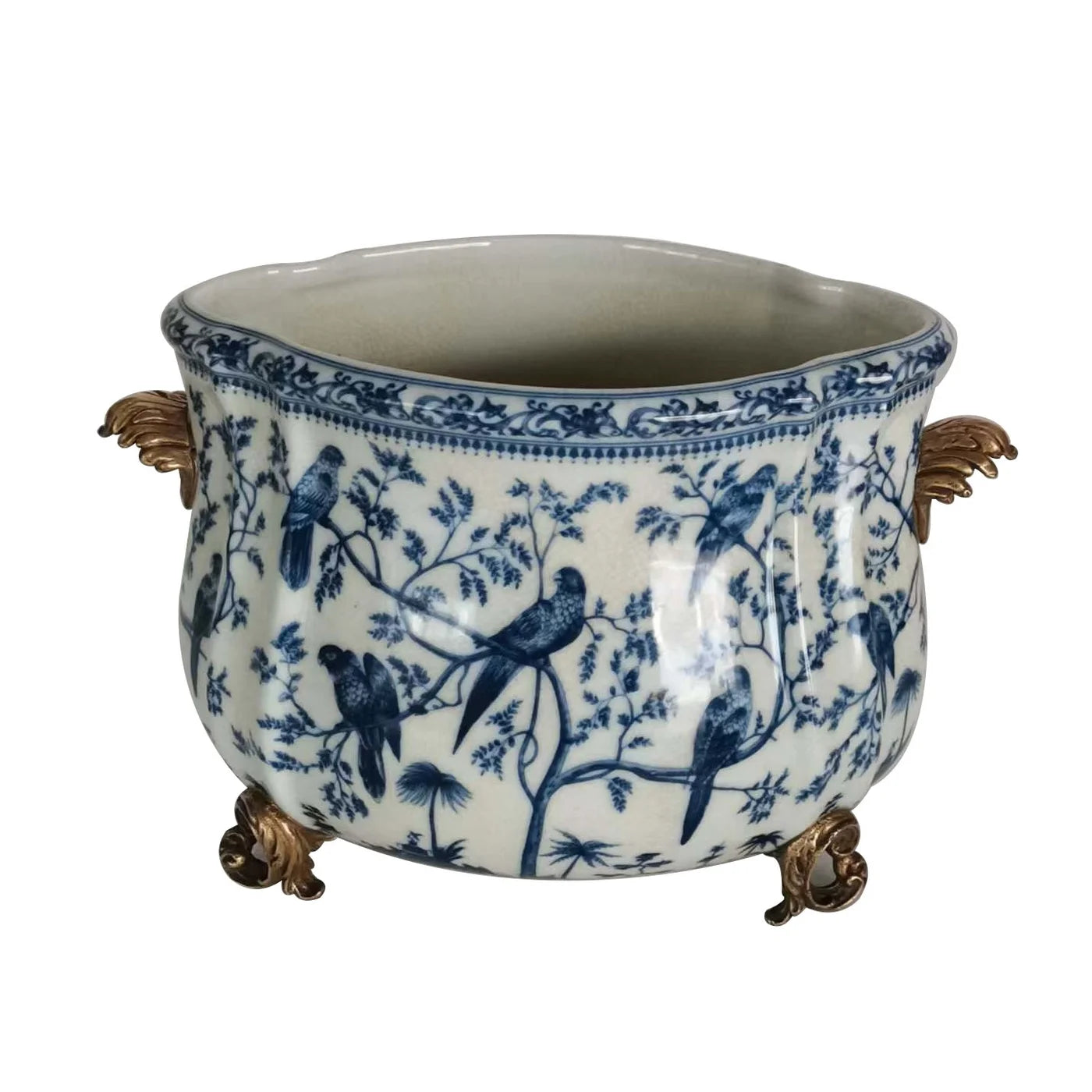 Winward Blue & White Bird Garden Planter