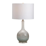 Coutler Blue Iridescent Glass Bottle Table Lamp