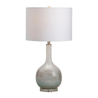 Coutler Blue Iridescent Glass Bottle Table Lamp