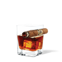Double Old Fashioned Whiskey Glass with Built In Cigar Rest Handmade Barware