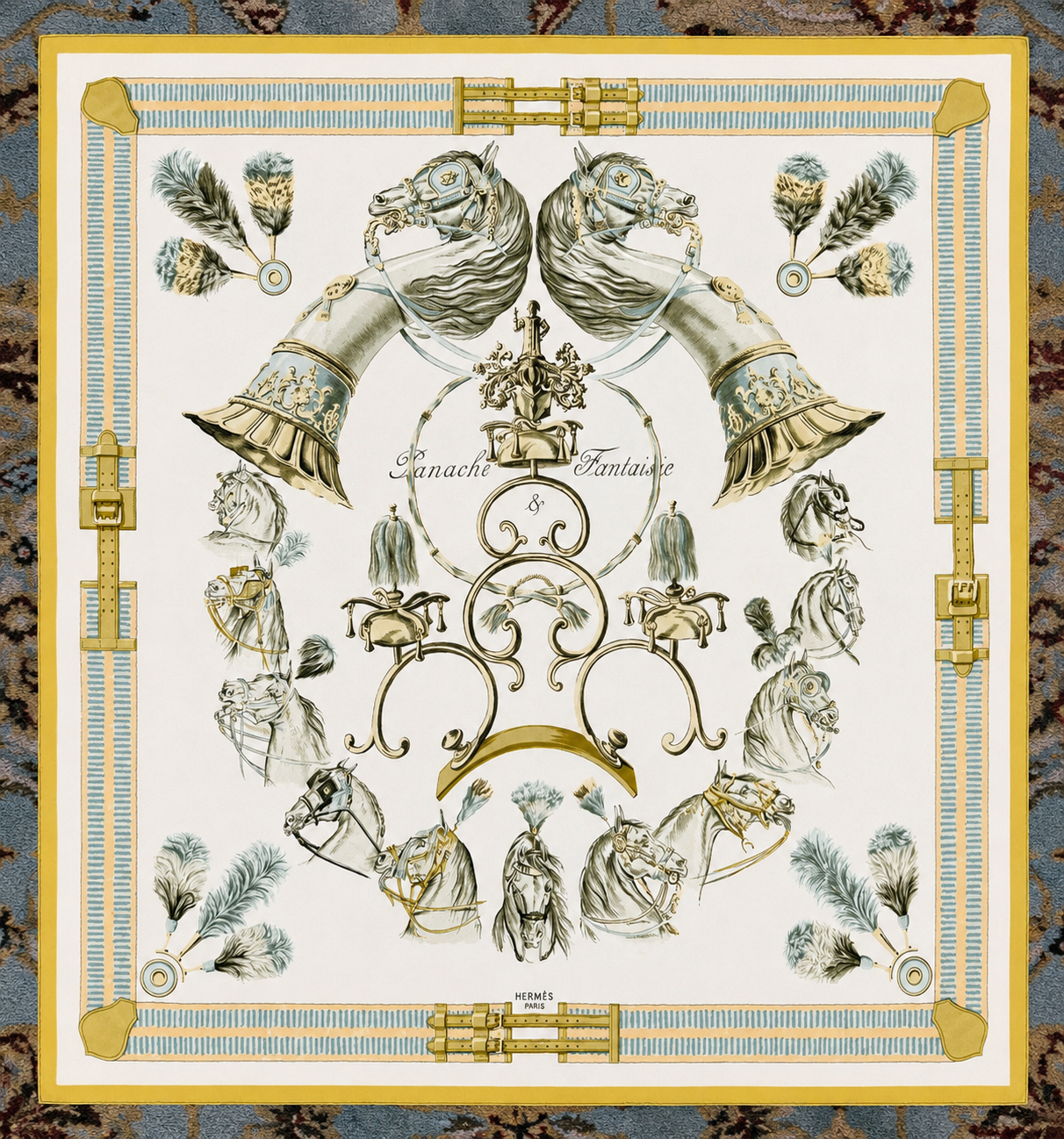 Authentic Vintage Hermès "Panache & Fantaisie" Silk Carré Scarf | Hugo Grygkar