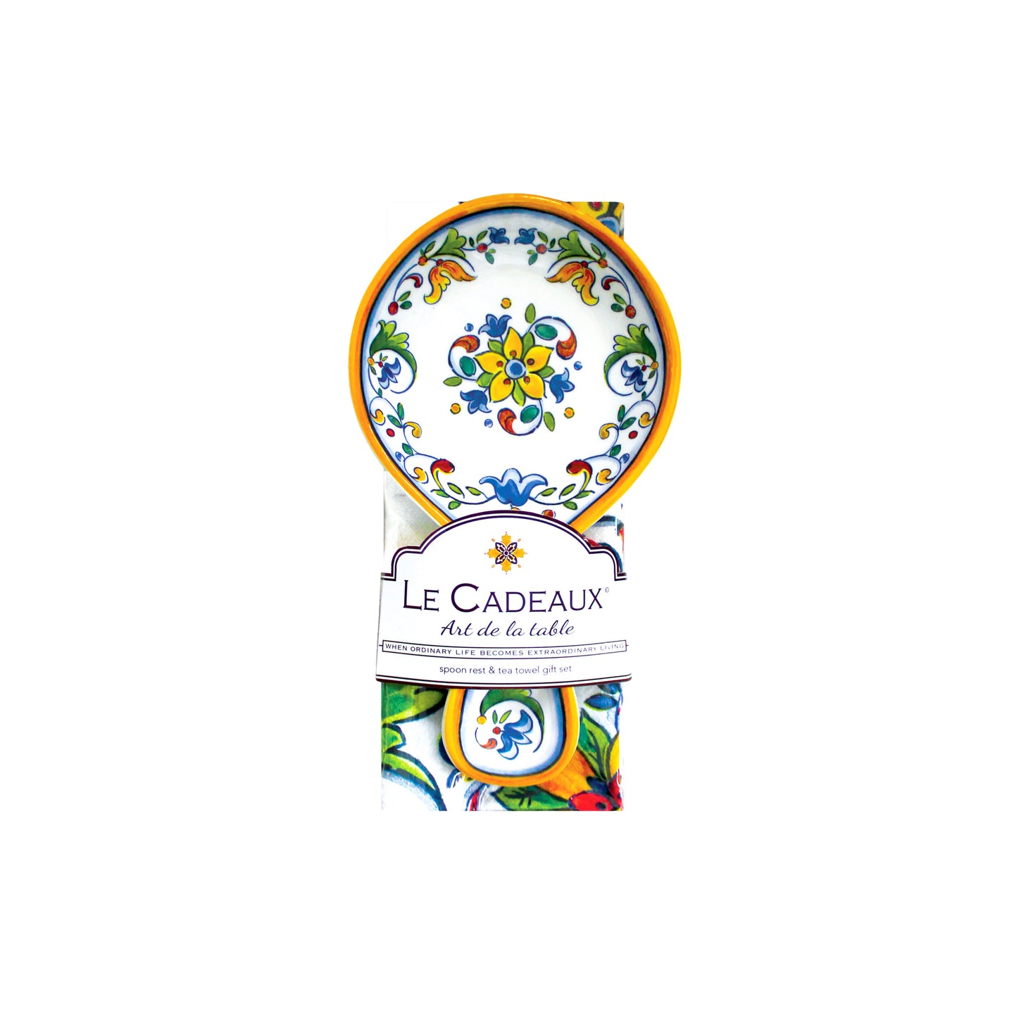 Le Cadeaux | Capri Spoon Rest with Matching Tea Towel Gift Set