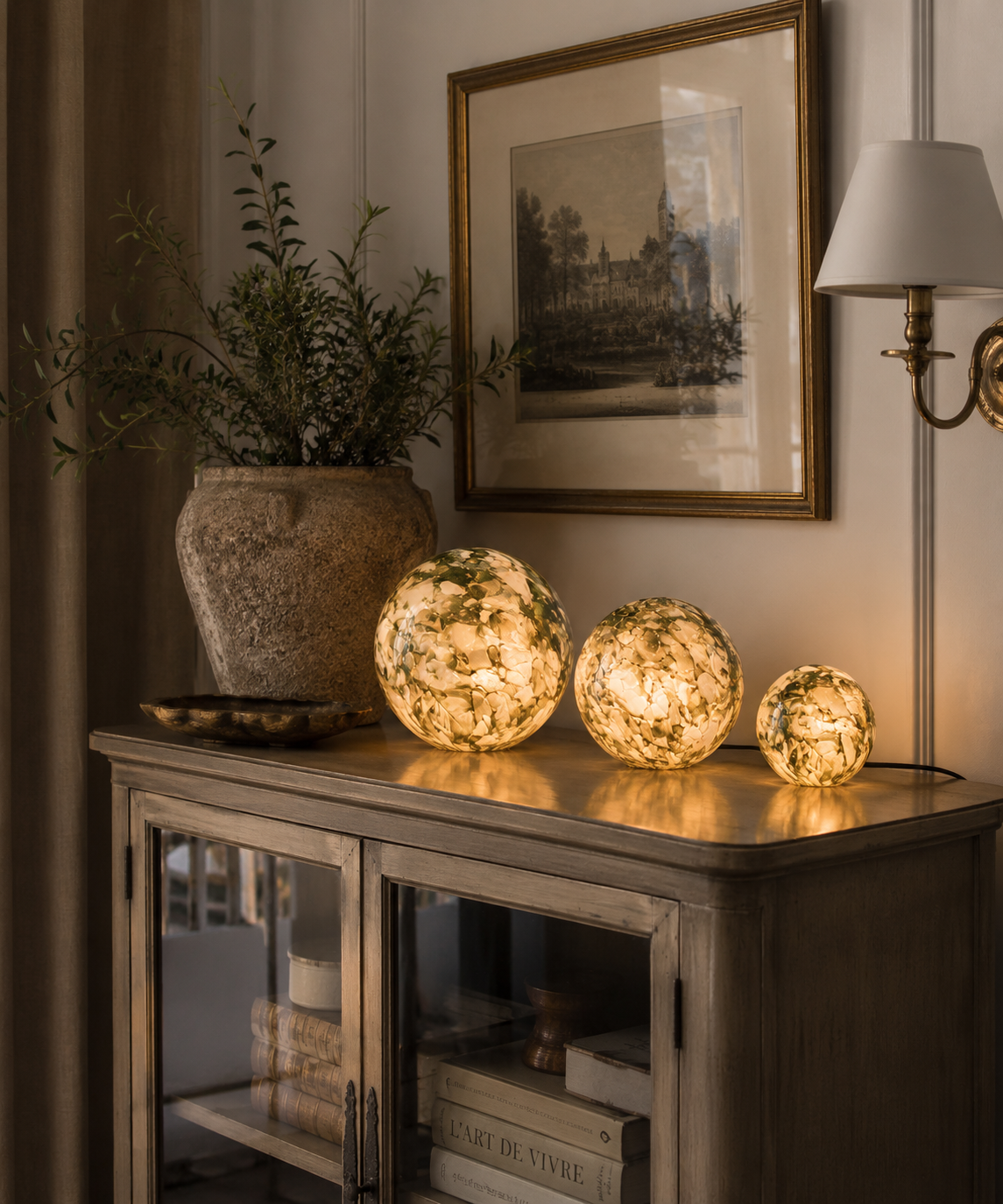 Handcrafted Green Swirled Glass LED Globe Lamp | Decorative Accent Light (Small, Medium & Large)