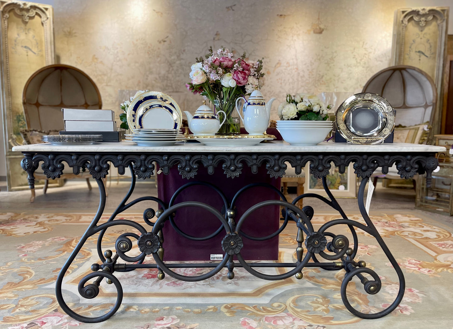 Le Grand Pâtissier | Antique French Cast Iron Pastry Table with Marble Top