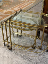 Antique 3-Piece French Brass Nesting Bar Cart
