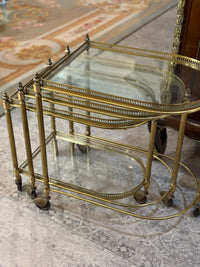 Antique 3-Piece French Brass Nesting Bar Cart