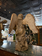 Pair of Antique Carved Wooden Angel Sculptures (Male & Female) – Rare Praying Figures