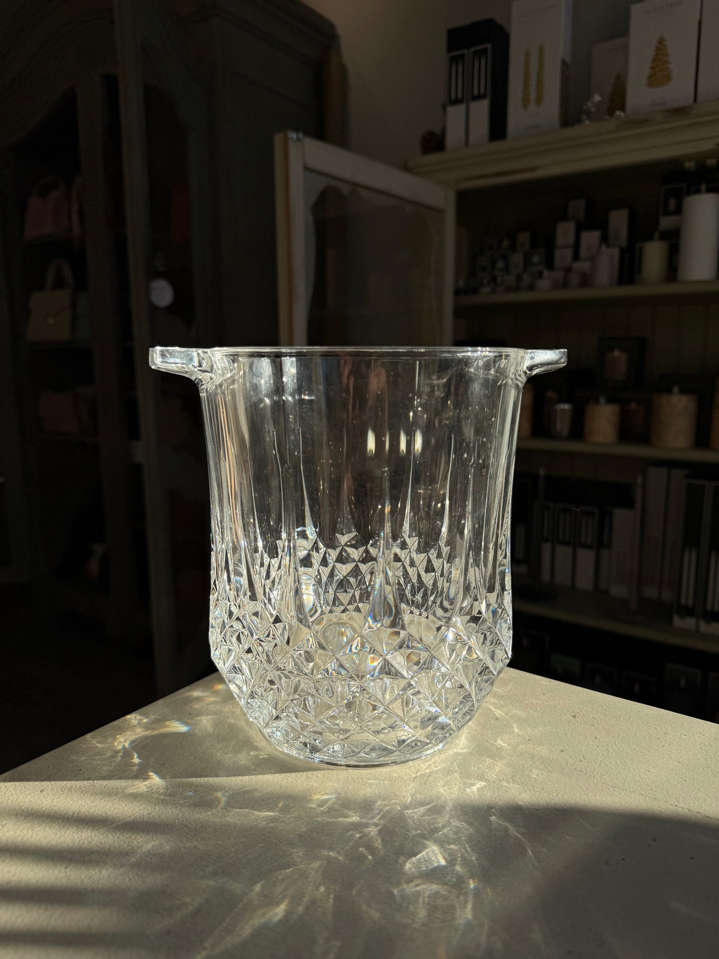 Vintage French Pressed Glass Ice Bucket