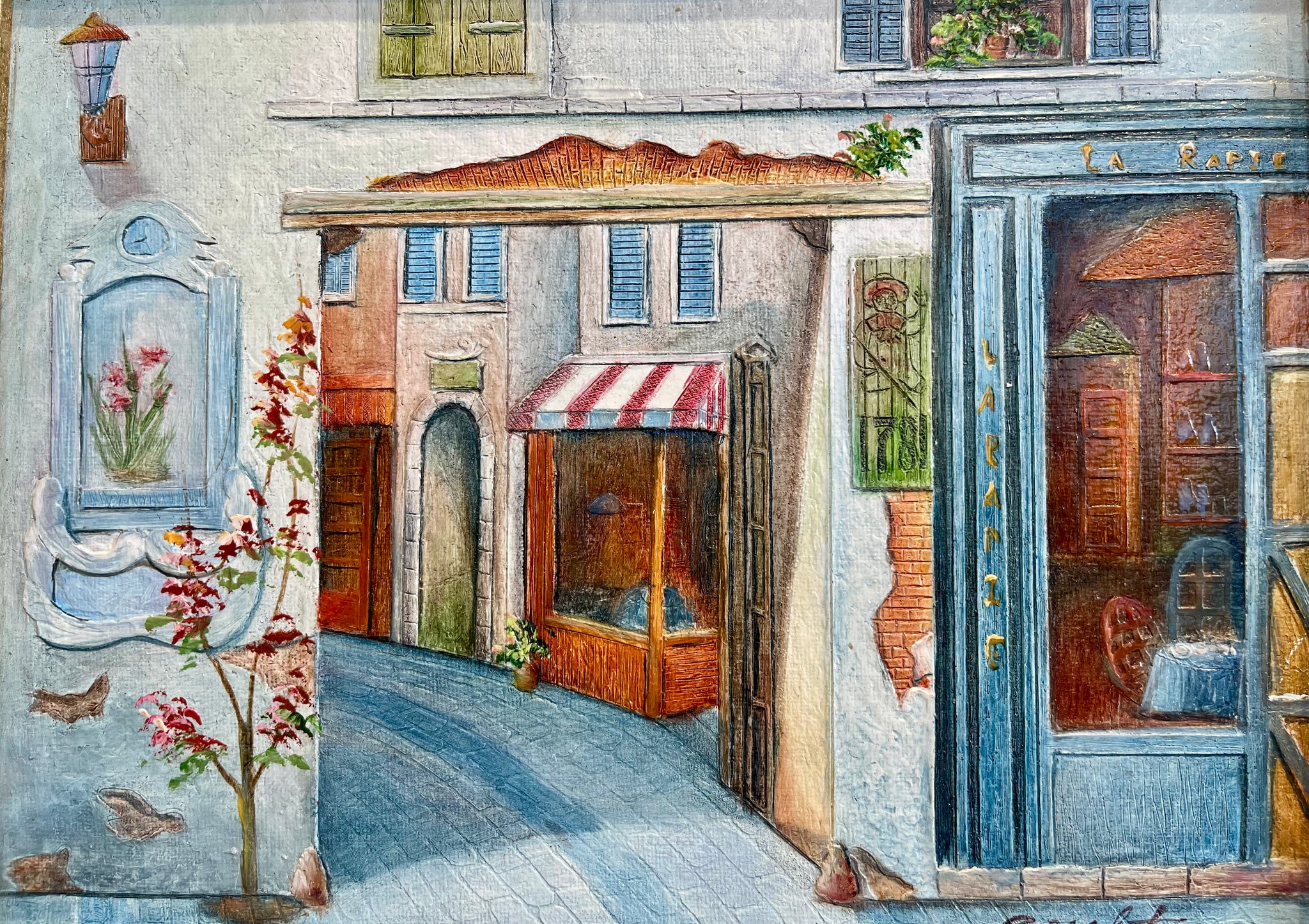 “Rue Bleue” Vintage Original Oil Painting