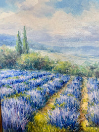 “Chemin à Travers Lavande” — Signed French Impressionist Oil Painting