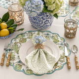 Beatriz Ball VIDA Blue & Green Pagoda Reversible Scalloped Placemats | Set of 4