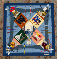 Vintage 1993 Hermès "Le Carnaval de Venise" Silk Scarf by Hubert de Watrigant – Carnival Carré 90 in Blue