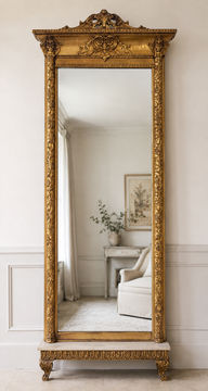 Monumental French Napoleon III Gilt Pier Mirror with Original Plinth