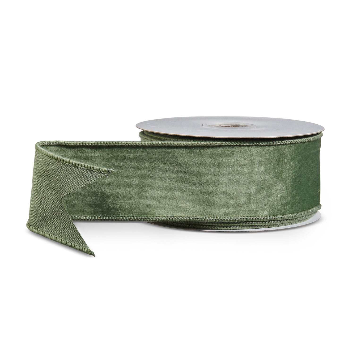 Sage Green Velvet Wired Ribbon — 2.5"