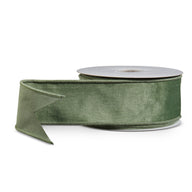 Sage Green Velvet Wired Ribbon — 2.5"