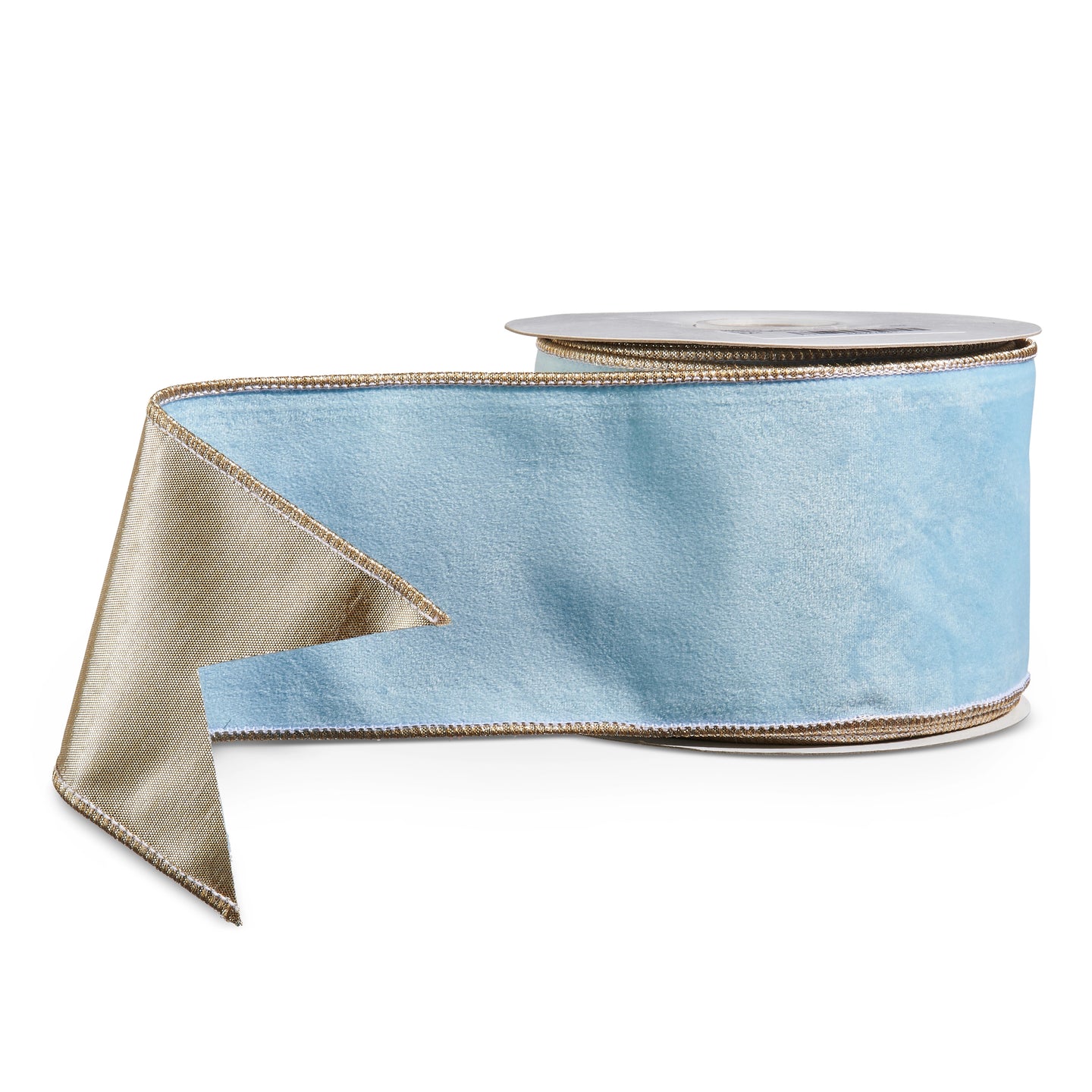 Light Blue Velvet Ribbon with Champagne Reverse