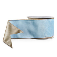 Light Blue Velvet Ribbon with Champagne Reverse