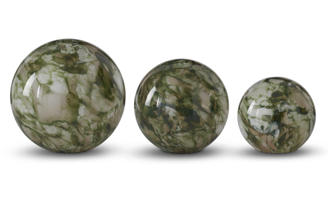 Handcrafted Green Swirled Glass LED Globe Lamp | Decorative Accent Light (Small, Medium & Large)