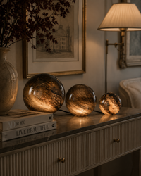 Smoky Gray Swirled Glass LED Globe Lamp
