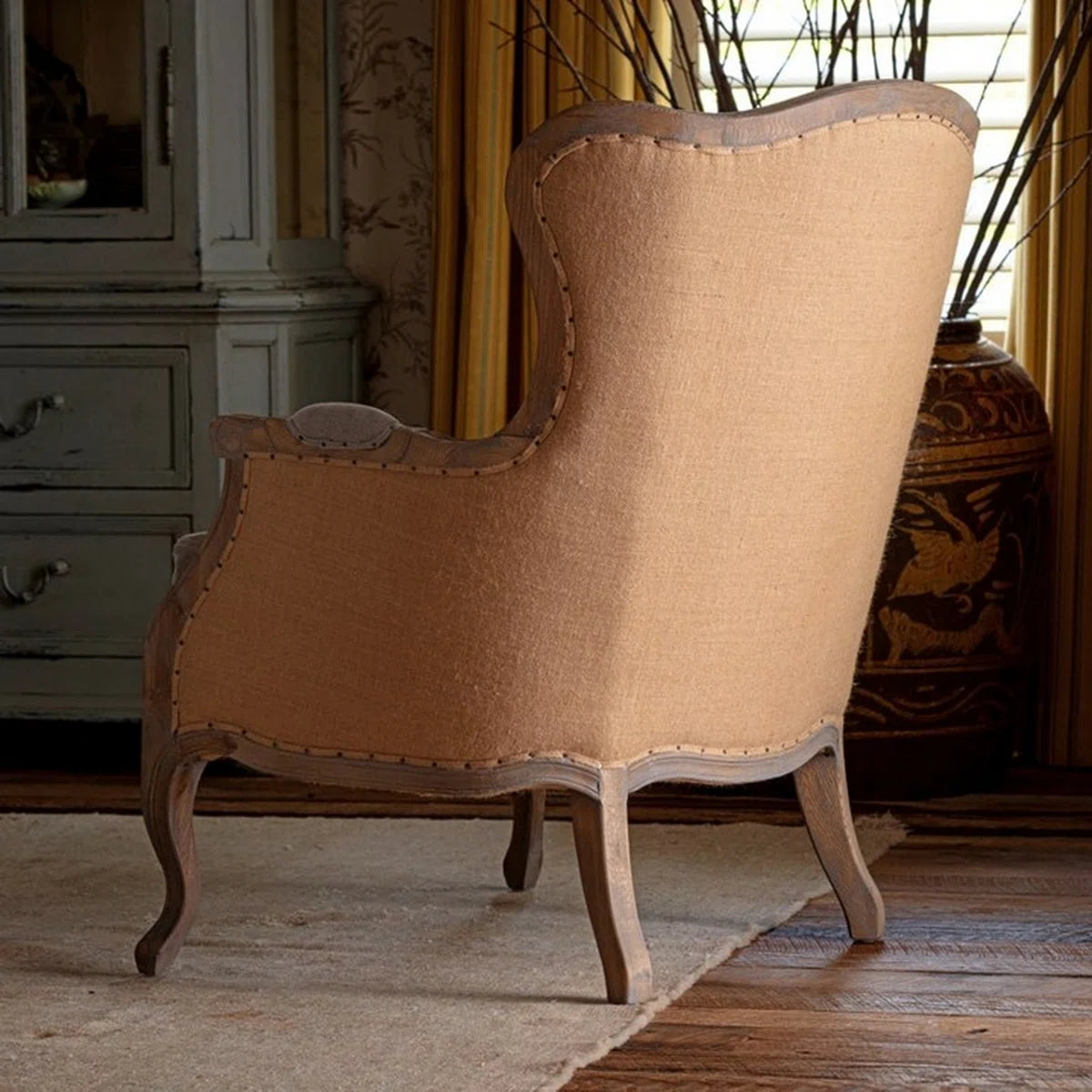 Town & Country Tufted Linen Wingback Chair