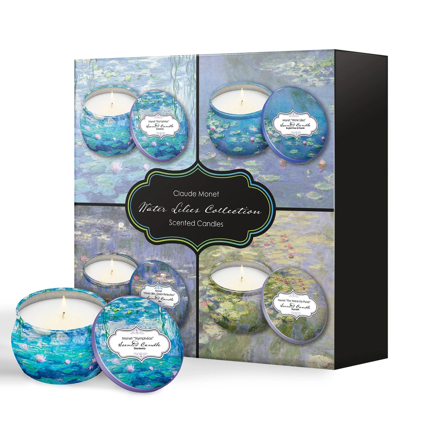 Monet Water Lilies Scented Candle Collection – Set of 4