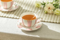 Pink & White Scallop Tea Cup & Saucer