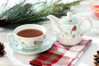 Winter Cardinals Porcelain Tea-for-One Set