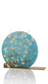 Flat Hand-Crafted Round Candle – Van Gogh Almond Blossom