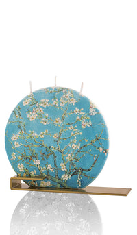 Flat Hand-Crafted Round Candle – Van Gogh Almond Blossom