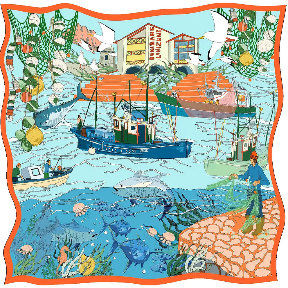 Soie Meme Port de Pêche Silk Twill Scarf