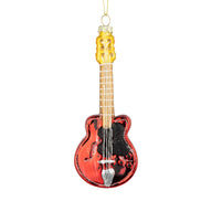 Red Retro Guitar Glass Ornament