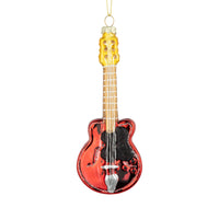Red Retro Guitar Glass Ornament