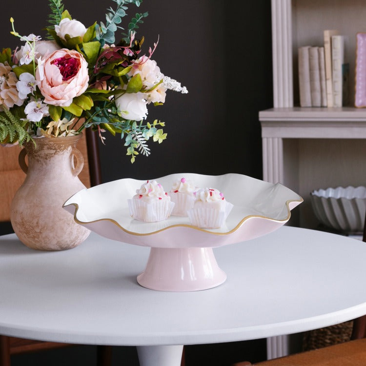 Beatriz Ball ENCANTO Carola Camellia & White Pedestal Cake Stand
