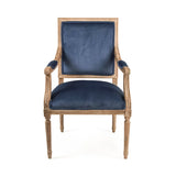 Blue Velvet Louis Arm Chair