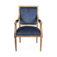 Blue Velvet Louis Arm Chair