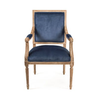 Blue Velvet Louis Arm Chair