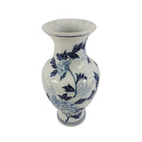 Blue & White Chinoiserie Ceramic Vase – 14” Decorative Floral Ginger Jar Style Vase