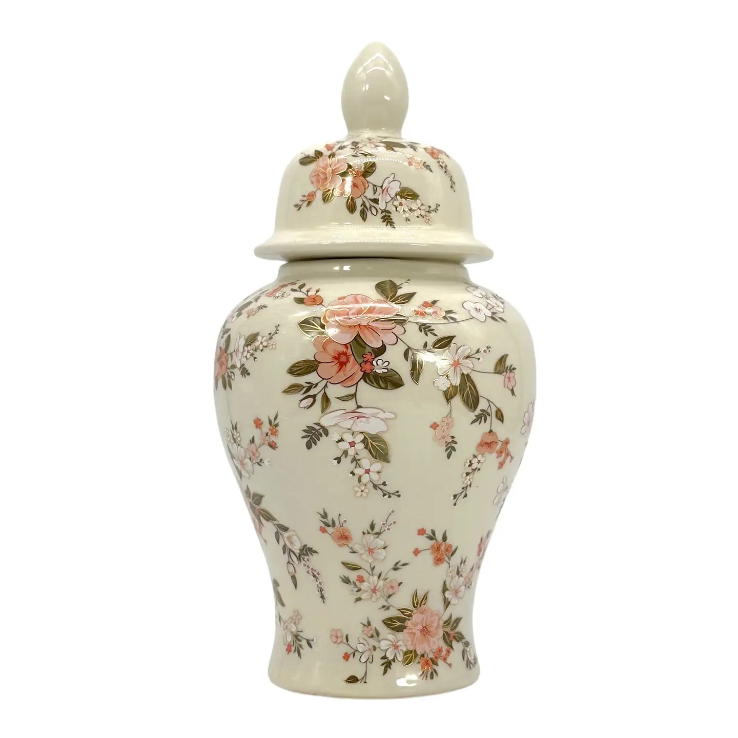 Vintage Style Floral Chinoiserie Ginger Jar