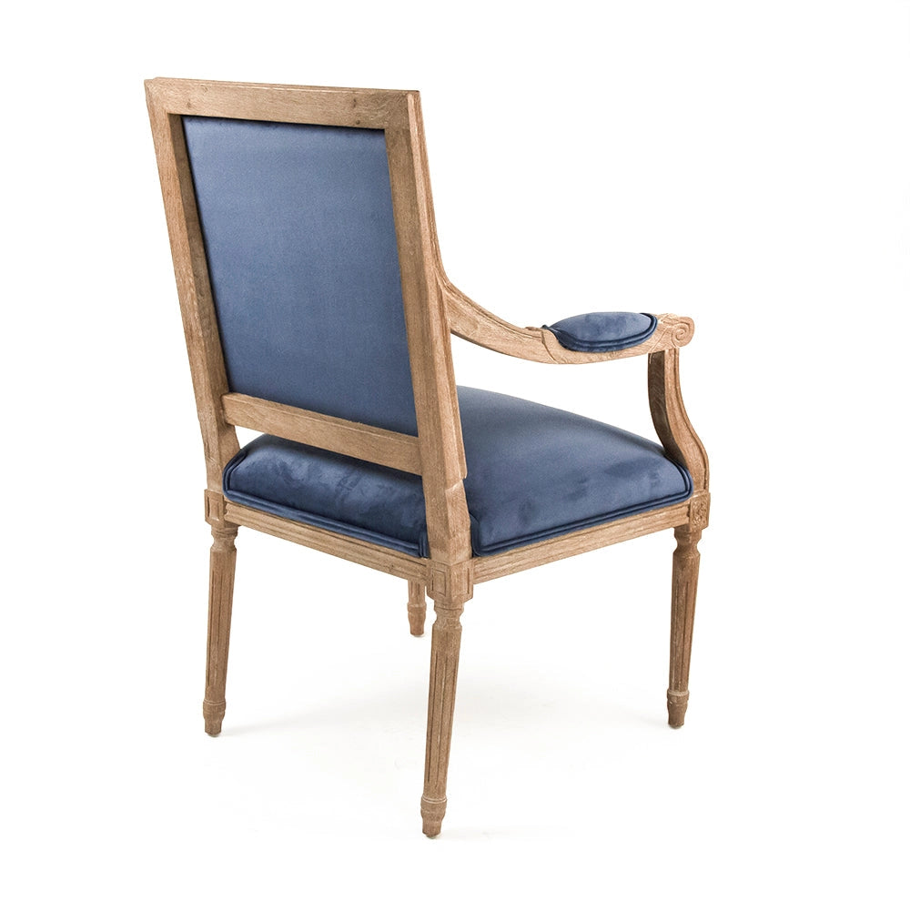 Blue Velvet Louis Arm Chair