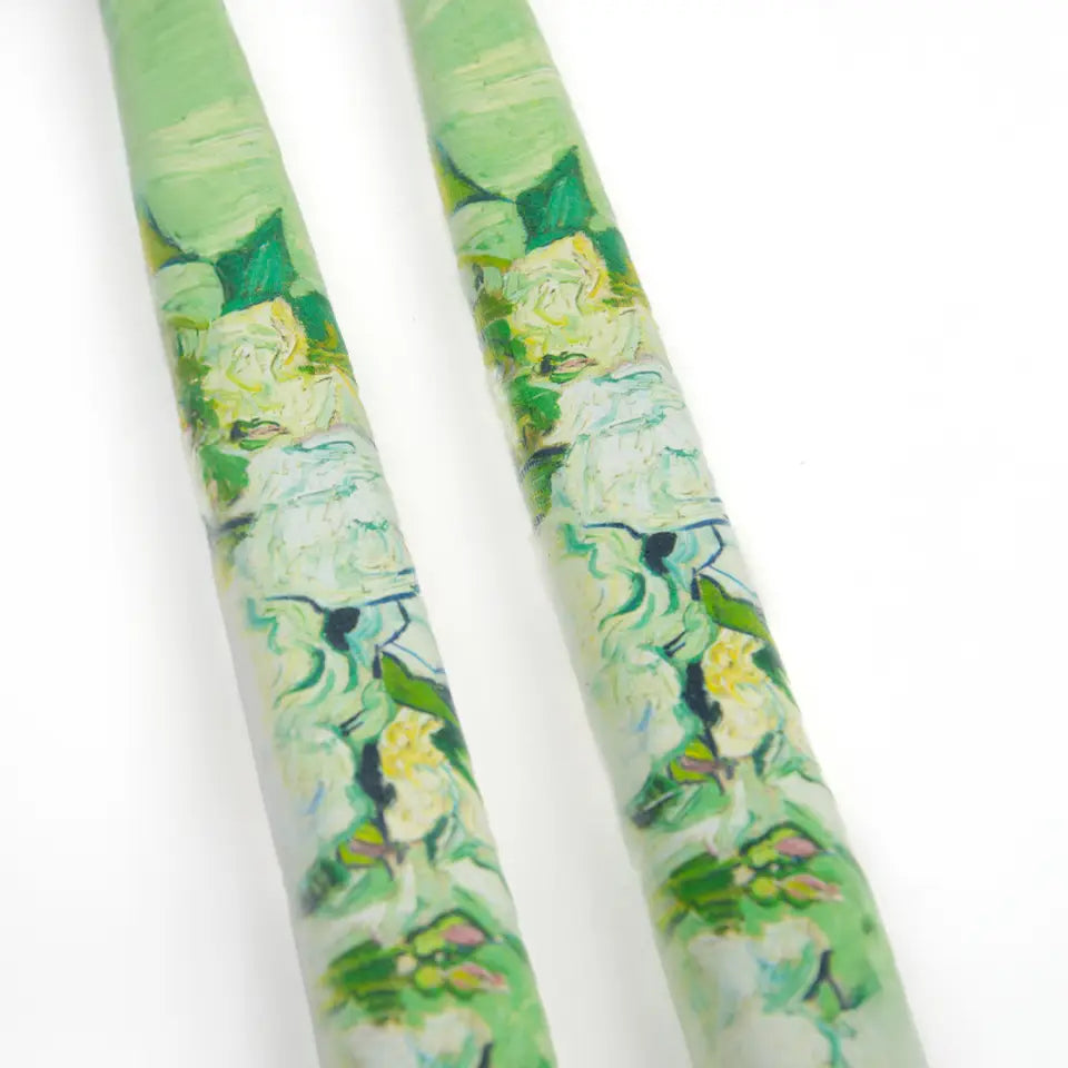 Van Gogh “Still Life: Vase with Pink Roses” Decorative Taper Candles – Set of 2
