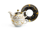 Black & Gold Scroll Tea-For-One Set