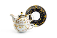 Black & Gold Scroll Tea-For-One Set