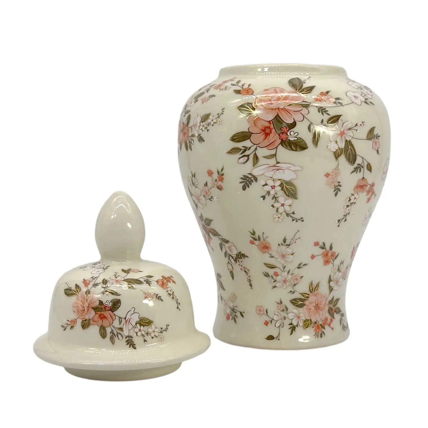 Vintage Style Floral Chinoiserie Ginger Jar